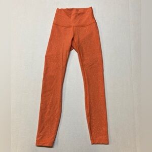 Lululemon Crunch Warm Coral Orange Womens Wunder Train High Rise Leggings Size 0